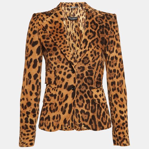 Dolce & Gabbana Brown Leopard Print Corduroy Single Breasted Blazer S - Dolce & Gabbana - Modalova