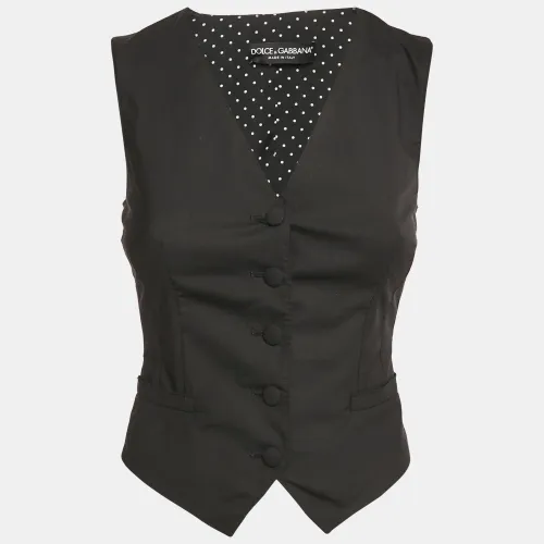 Dolce & Gabbana Black Wool Waist Coat XS - Dolce & Gabbana - Modalova