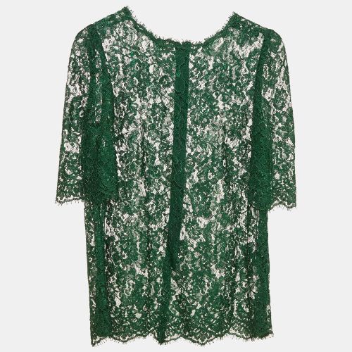 Dolce & Gabbana Green Floral Lace Sheer Top S - Dolce & Gabbana - Modalova
