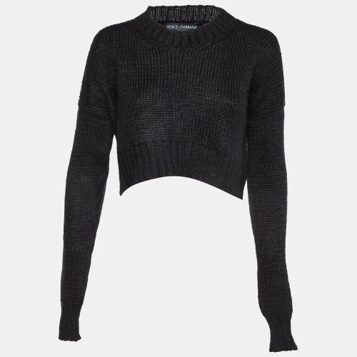 Dolce & Gabbana Black Wool Blend Knit Cropped Sweater S - Dolce & Gabbana - Modalova