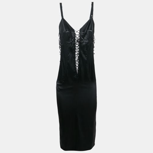 Dolce & Gabbana Black Silk Blend Satin Lace-Up Detail Corset Dress S - Dolce & Gabbana - Modalova