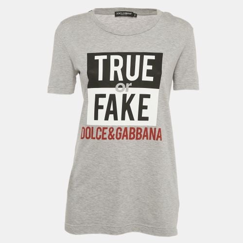 Dolce & Gabbana Grey Fake or Real Print Jersey T-Shirt XS - Dolce & Gabbana - Modalova