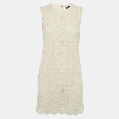 Dolce & Gabbana Off-White Floral Lace Sleeveless Mini Dress M - Dolce & Gabbana - Modalova