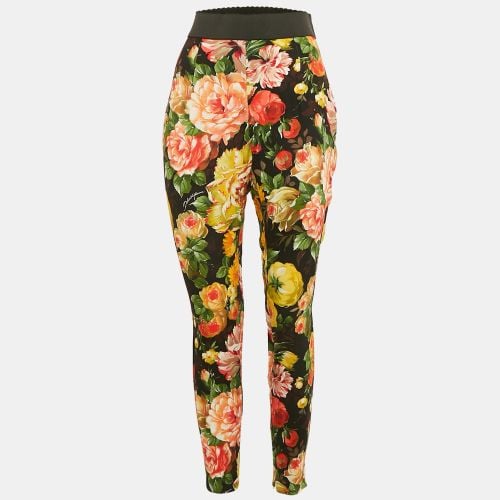 Dolce & Gabbana Black Floral Crepe Trousers M - Dolce & Gabbana - Modalova