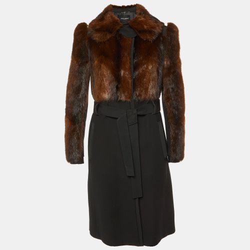 Dolce & Gabbana Black/Brown Fur & Wool Long Coat S - Dolce & Gabbana - Modalova