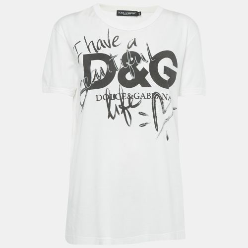 Dolce & Gabbana White Printed Cotton T-Shirt S - Dolce & Gabbana - Modalova