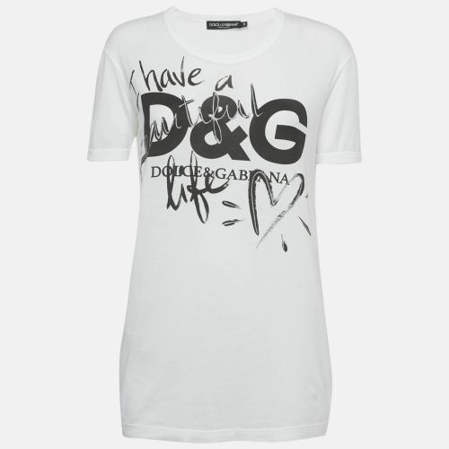 Dolce & Gabbana White I Have A Beautiful Life Print Cotton T-Shirt XS - Dolce & Gabbana - Modalova