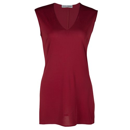 Dolce & Gabbana Red Knit Sleeveless V Neck Tunic S - Dolce & Gabbana - Modalova