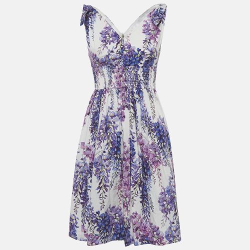 Dolce & Gabbana White Floral Print Cotton Tie UP Wisteria Mini Dress S - Dolce & Gabbana - Modalova