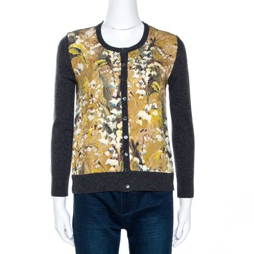 Dolce & Gabbana Grey Floral Jacquard Panelled Wool Cardigan S - Dolce & Gabbana - Modalova