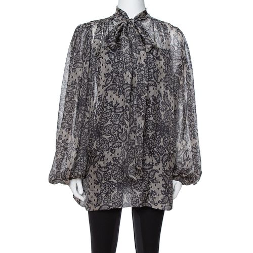 Paisley Print Silk Bow Tie Blouse M - Dolce & Gabbana - Modalova