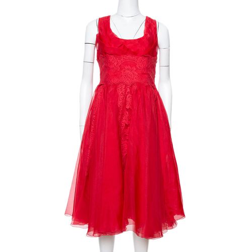 Dolce & Gabbana Red Silk Organza Lace Trim Flared Dress M - Dolce & Gabbana - Modalova