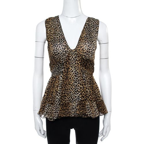 Dolce & Gabbana Brown Animal Print Ruffle Detail Sleeveless Top M - Dolce & Gabbana - Modalova