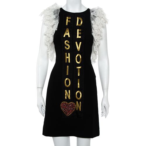 Dolce & Gabbana Black Crepe Lace Detail Fashion Devotion Dress XS - Dolce & Gabbana - Modalova