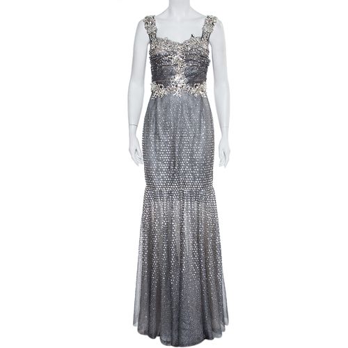 Dolce & Gabbana Silver Tulle Crystal Embellished Mermaid Evening Gown M - Dolce & Gabbana - Modalova