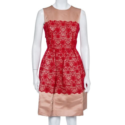 Dolce & Gabbana Beige Satin Lace Trim Detail Sleeveless Mini Dress M - Dolce & Gabbana - Modalova