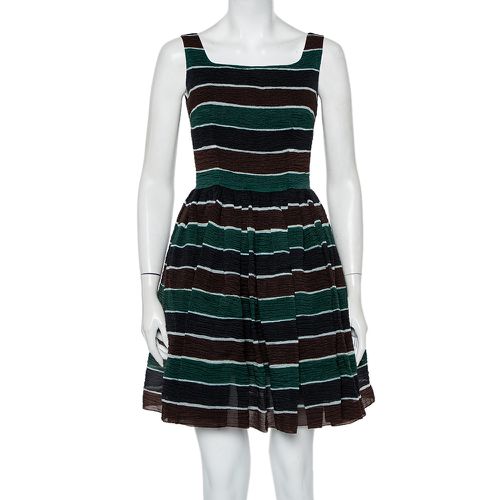 Striped Textured Silk Pleated Mini Dress S - Dolce & Gabbana - Modalova