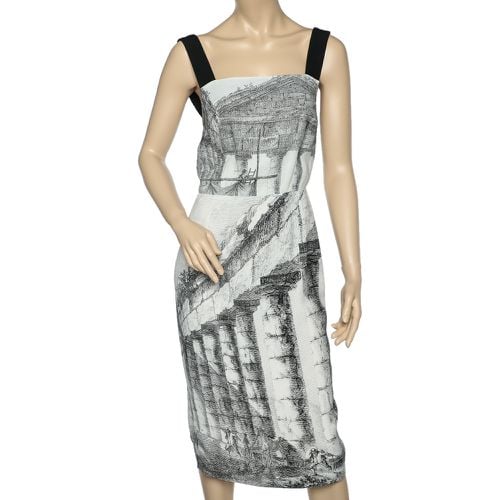 Dolce & Gabbana Monochrome Temple Printed Crepe Sleeveless Midi Dress S - Dolce & Gabbana - Modalova