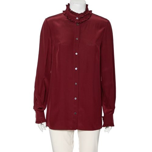 Dolce & Gabbana Burgundy Silk Ruffle Trim Detailed Button Front Shirt M - Dolce & Gabbana - Modalova