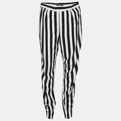 Dolce & Gabbana Monochrome Striped Crepe Tapered Trousers L - Dolce & Gabbana - Modalova