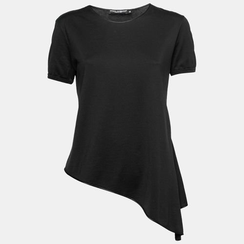 Dolce & Gabbana Black Cotton Asymmetrical Slit Top S - Dolce & Gabbana - Modalova