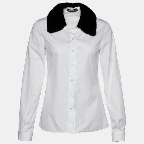 Dolce & Gabbana White Cotton Mink Fur Collar Detail Shirt S - Dolce & Gabbana - Modalova