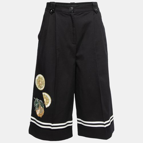 Dolce & Gabbana Black Cotton Embellished Embroidered Culottes M - Dolce & Gabbana - Modalova