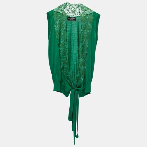 Dolce & Gabbana Green Wool & Lace Trimmed Sleeveless Wrap Top L - Dolce & Gabbana - Modalova