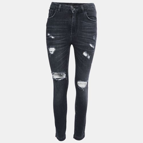 Dolce & Gabbana Charcoal Grey Distressed Denim Frayed Skinny Jeans S - Dolce & Gabbana - Modalova