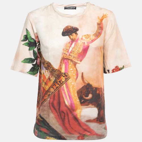 Dolce & Gabbana Multicolor Bull Rider Printed Cotton & Linen T-Shirt XS - Dolce & Gabbana - Modalova