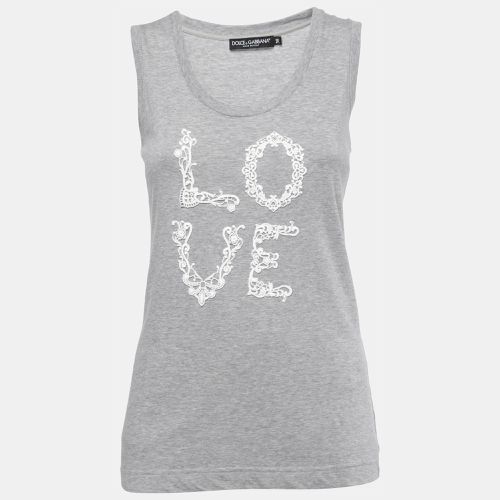 Dolce & Gabbana Grey Cotton LOVE Lace Patterned Tank Top S - Dolce & Gabbana - Modalova