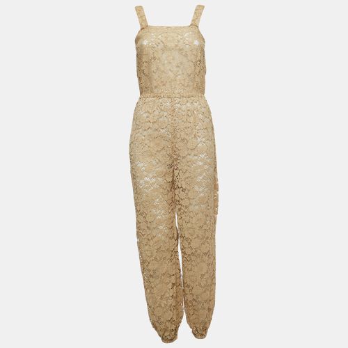 Dolce & Gabbana Beige Lace Elasticized Waist Sleeveless Jumpsuit S - Dolce & Gabbana - Modalova