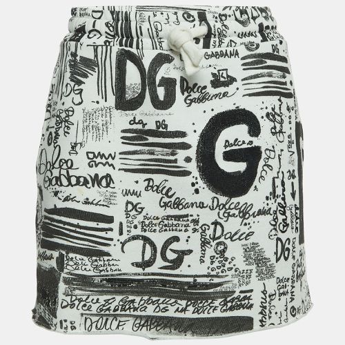 Dolce & Gabbana White Graffiti Print Cotton Drawstring Mini Skirt M - Dolce & Gabbana - Modalova