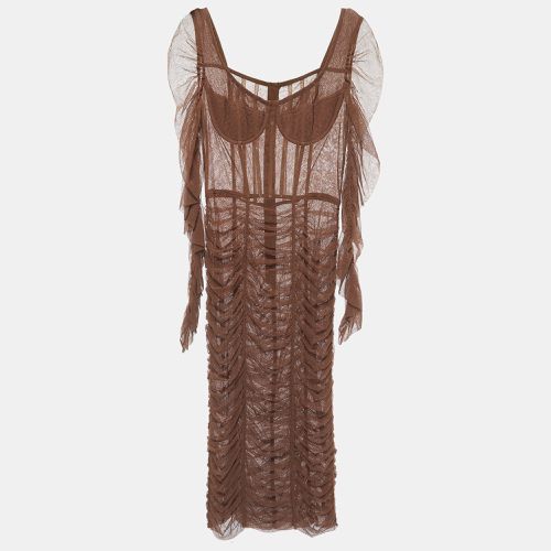 Dolce & Gabbana Brown Tulle Ruched Long Dress L - Dolce & Gabbana - Modalova