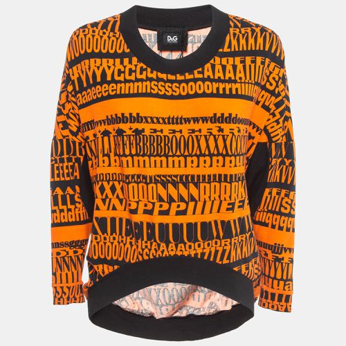 Dolce & Gabbana Black/Orange Printed Knit Top S - Dolce & Gabbana - Modalova