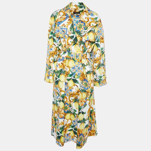 Dolce & Gabbana Yellow/White Limoni Print Cotton Double Breasted Coat M - Dolce & Gabbana - Modalova