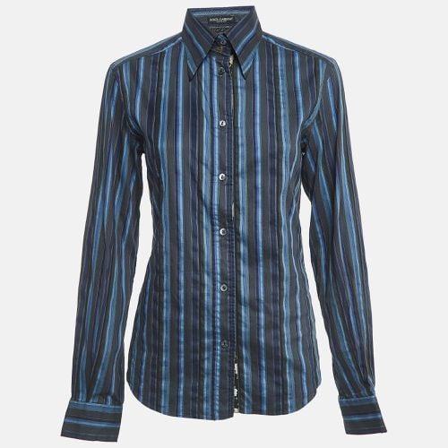 Dolce & Gabbana Blue Striped Cotton Full Sleeve Shirt M - Dolce & Gabbana - Modalova