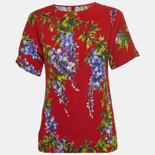 Dolce & Gabbana Red Floral Print Crepe Short Sleeve Blouse S - Dolce & Gabbana - Modalova