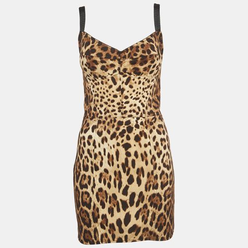 Dolce & Gabbana Brown Leopard Print Silk Blend Corset Strappy Mini Dress M - Dolce & Gabbana - Modalova