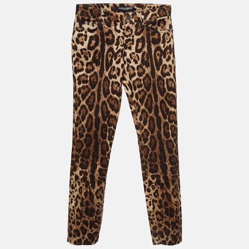 Leopard Print Cotton Skinny Trousers XS - Dolce & Gabbana - Modalova