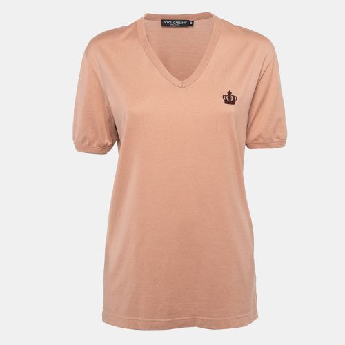 Dolce & Gabbana Orange Cotton Knit V-Neck T-Shirt L - Dolce & Gabbana - Modalova