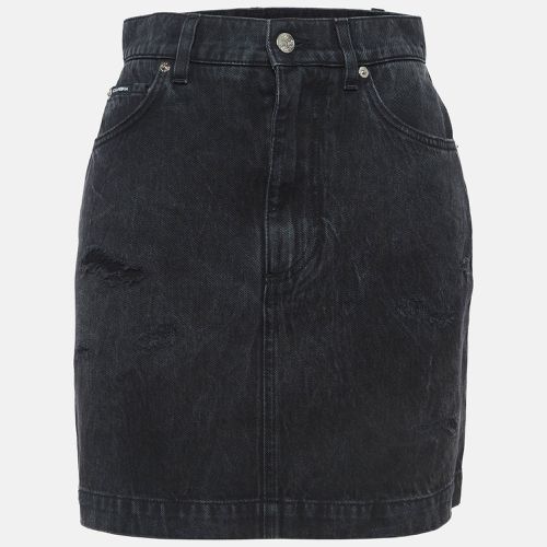 Dolce & Gabbana Grey Ripped Denim Mini Skirt S - Dolce & Gabbana - Modalova