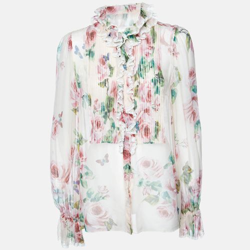 Dolce & Gabbana Pink Floral Print Silk Sheer Blouse M - Dolce & Gabbana - Modalova