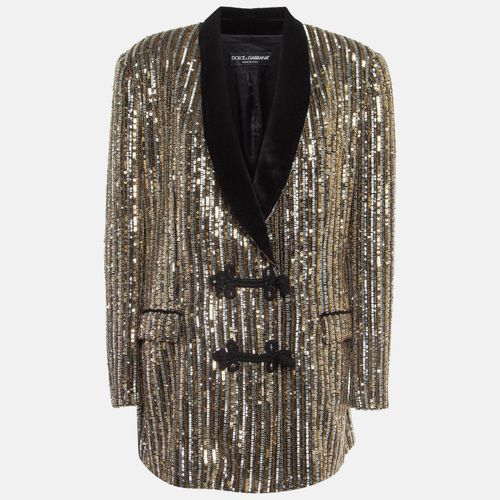 Dolce & Gabbana Gold Sequin Toggle Up Blazer M - Dolce & Gabbana - Modalova