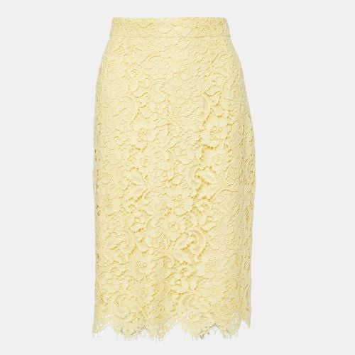 Dolce & Gabbana Yellow Floral Lace Knee Length Skirt M - Dolce & Gabbana - Modalova