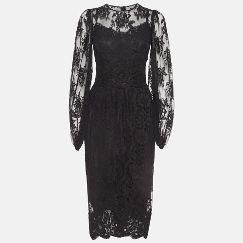 Dolce & Gabbana Black Floral Patterned Lace Midi Dress S - Dolce & Gabbana - Modalova