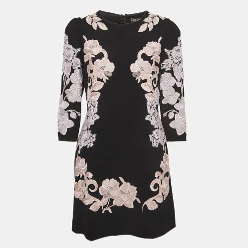 Dolce & Gabbana Black Floral Embroidered Crepe Mini Dress L - Dolce & Gabbana - Modalova