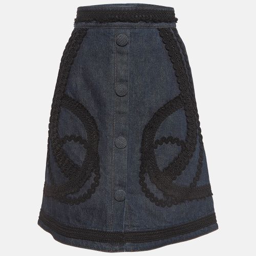 Dolce & Gabbana Blue Lace Embroidered Denim Skirt S - Dolce & Gabbana - Modalova