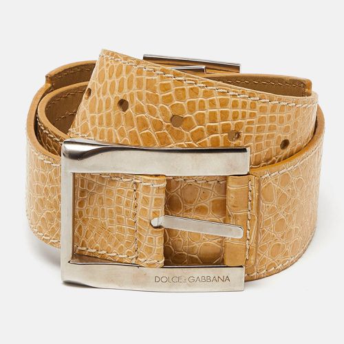 Dolce & Gabbana Cream Croc Embossed Leather Buckle Belt - Dolce & Gabbana - Modalova