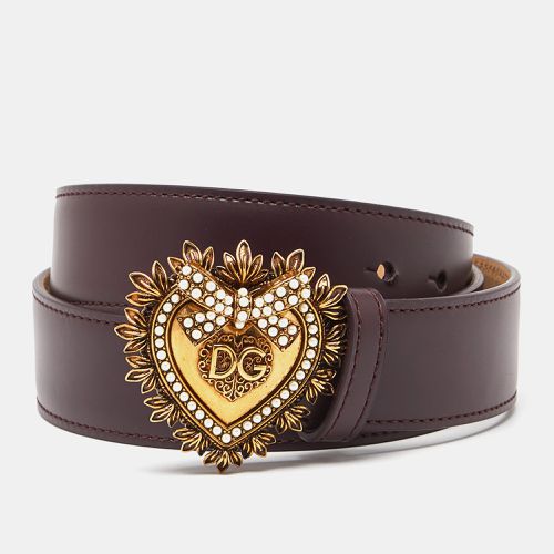 Dolce & Gabbana Burgundy Leather Devotion Belt 75 CM - Dolce & Gabbana - Modalova